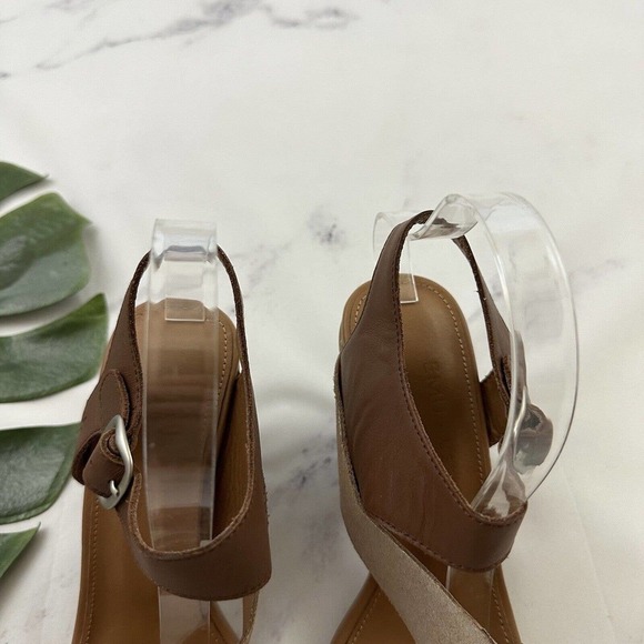 Emu Australia Dawn Stacked Heel Sandals Size 9 New Brown Gold Leather Strappy - Picture 4 of 7